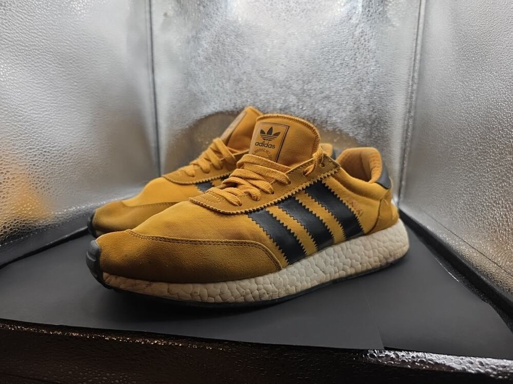 Adidas Iniki Yellow Navy Blue Mens Size 9.5